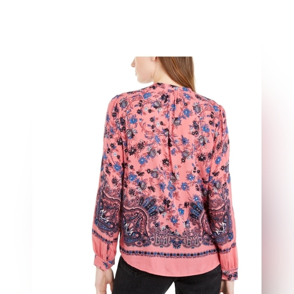Lucky Brand Floral Boho Peasant Long Sleeve Top Sz S - Picture 2 of 9